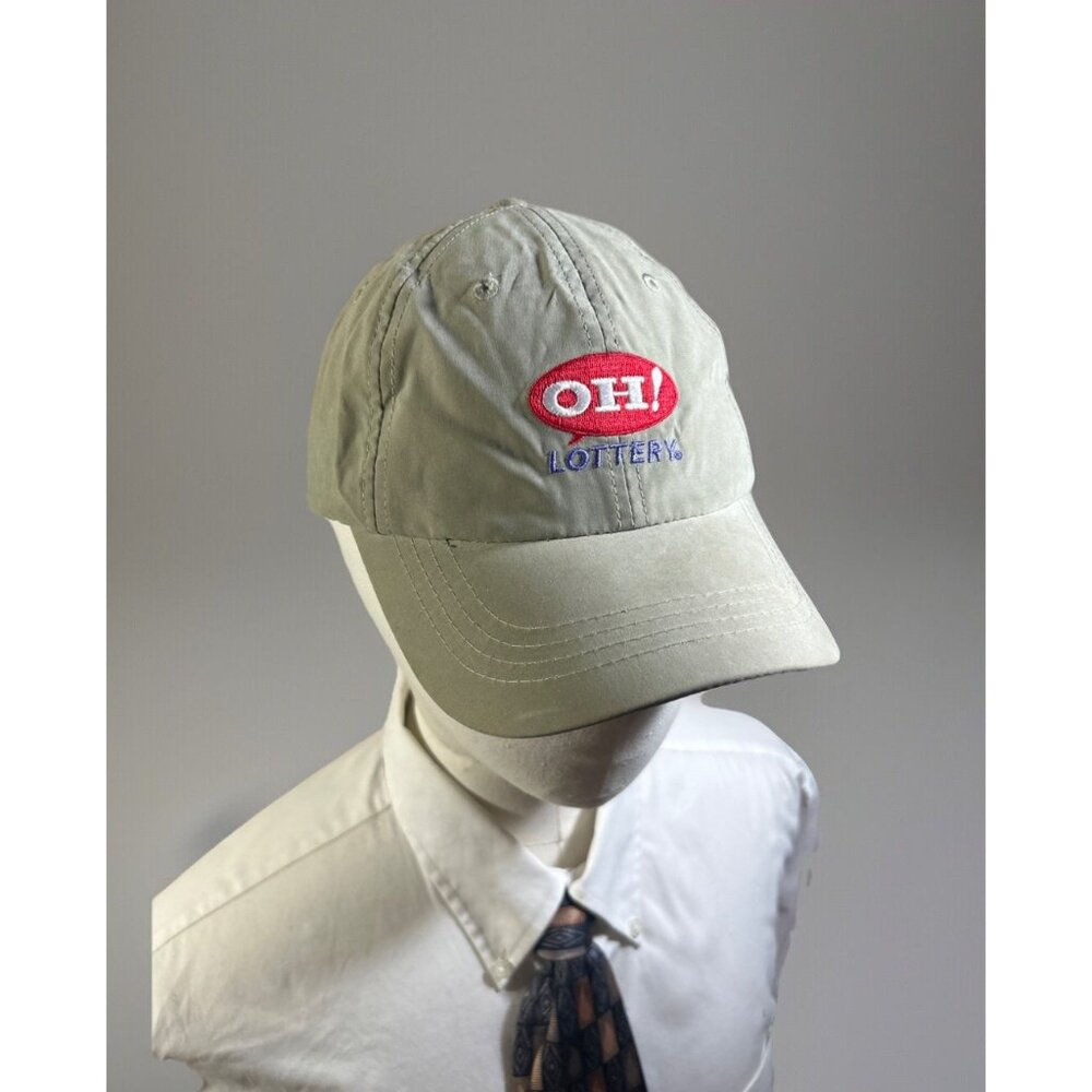 OH! Ohio Lottery Hat Tan Strapback Adjustable Baseball Cap Embroidered Nylon
